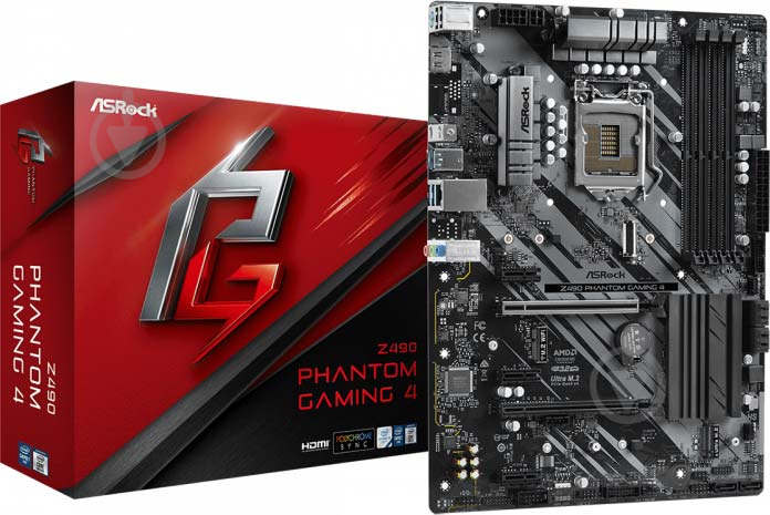 Материнская плата ASRock Z490 Phantom Gaming 4 (Socket 1200, Intel Z490, ATX) - фото 1