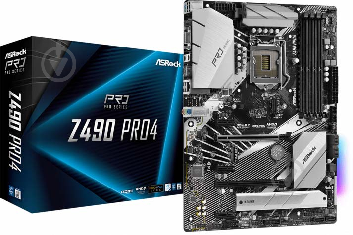 Материнская плата ASRock Z490 Pro4 (Socket 1200, Intel Z490, ATX) - фото 1