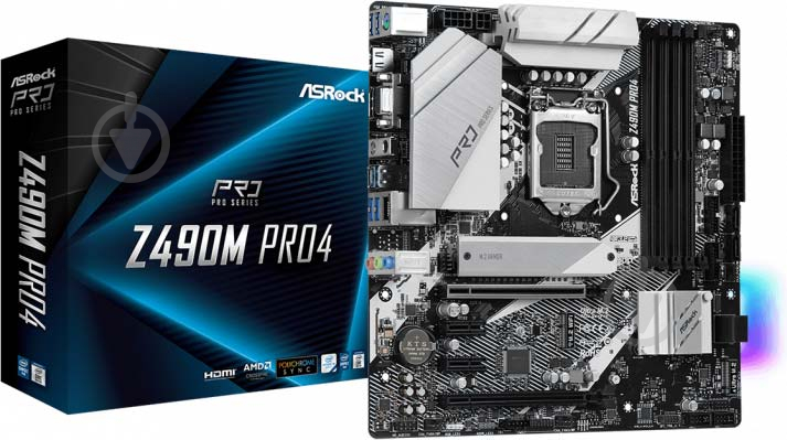 Материнская плата ASRock Z490M Pro4 (Socket 1200, Intel Z490, mirco ATX) - фото 1