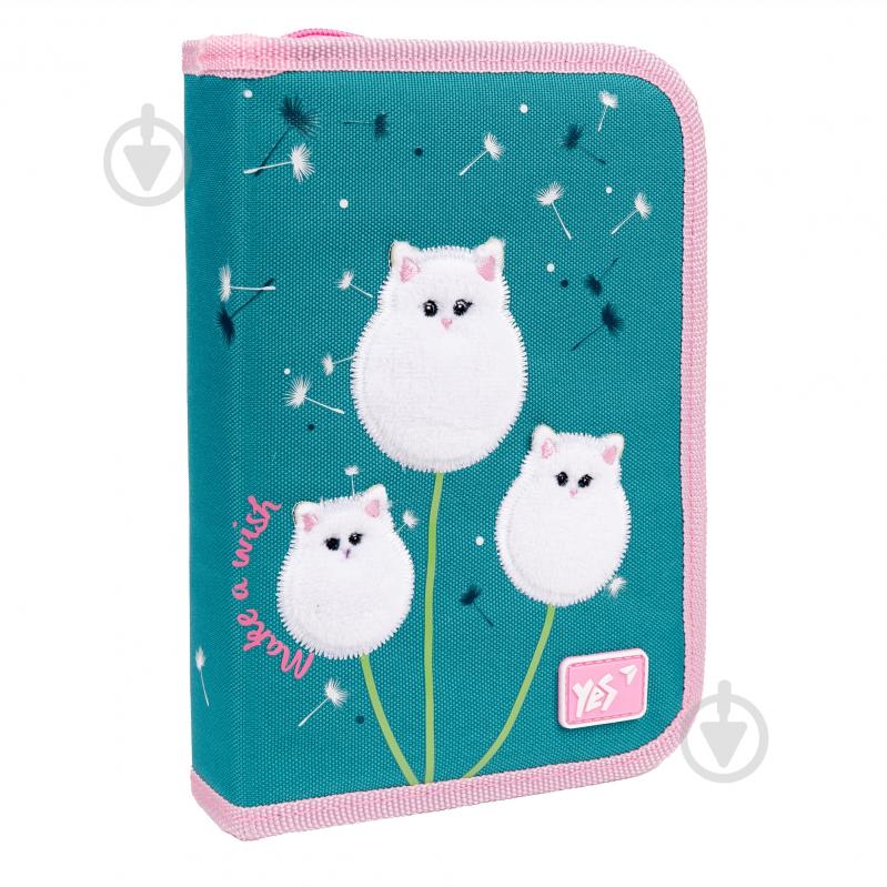 Пенал одинарний з двома клапанами HP-04 Dandelion Cats YES бірюзовий - фото 1