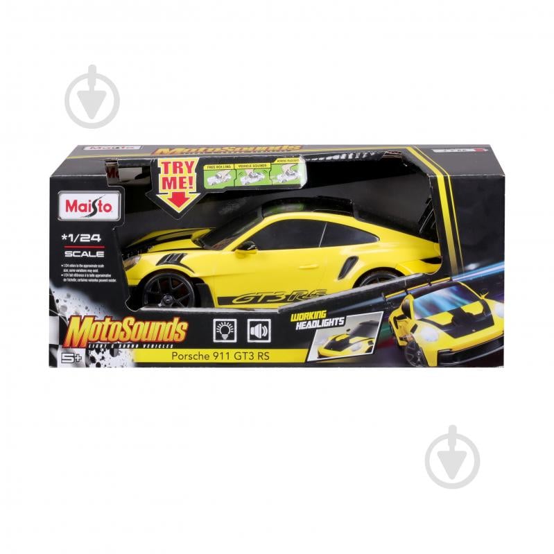 Машинка Maisto 1:24 Porsche 911 GT3 RS 81733 yellow - фото 6