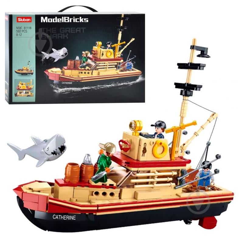 Конструктор Sluban Model Bricks Рыболовная лодка M38-B1118 - фото 1