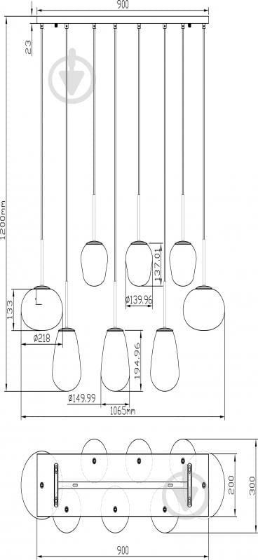 Світильник підвісний Sensio Hollywood 8x40 Вт E14 чорний із бурштиновим ALB-P00360-AM-E - фото 2 Світильник підвісний Sensio Hollywood 8x40 Вт E14 чорний із бурштиновим ALB-P00360-AM-E - фото 2
