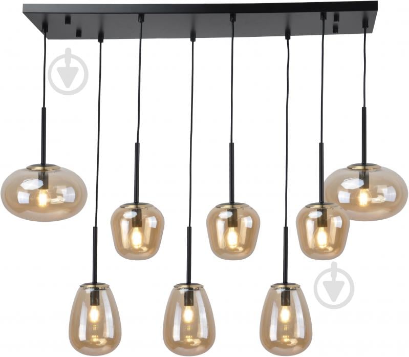 Світильник підвісний Sensio Hollywood 8x40 Вт E14 чорний із бурштиновим ALB-P00360-AM-E - фото 1 Світильник підвісний Sensio Hollywood 8x40 Вт E14 чорний із бурштиновим ALB-P00360-AM-E - фото 1