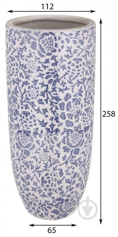 Ваза керамічна Pinsung Ceramics Florale 25,5 см біло-синя PS33402 - фото 2