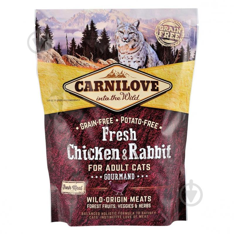 Корм сухой для кошек Carnilove Fresh Chicken & Rabbit курица и кролик 400 г - фото 1