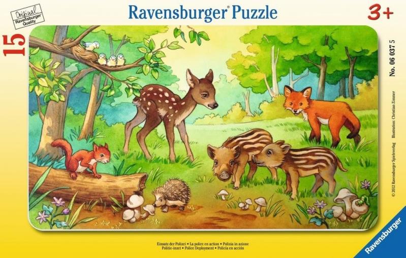 Пазл Ravensburger Лесные малыши 15 элементов в рамке 06376 - фото 1