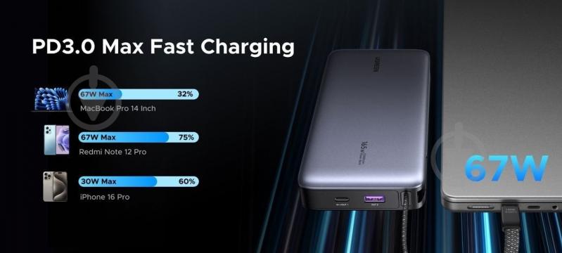 Повербанк UGREEN PB550 20000 mAh gray (55996B) - фото 18 Повербанк UGREEN PB550 20000 mAh gray (55996B) - фото 18