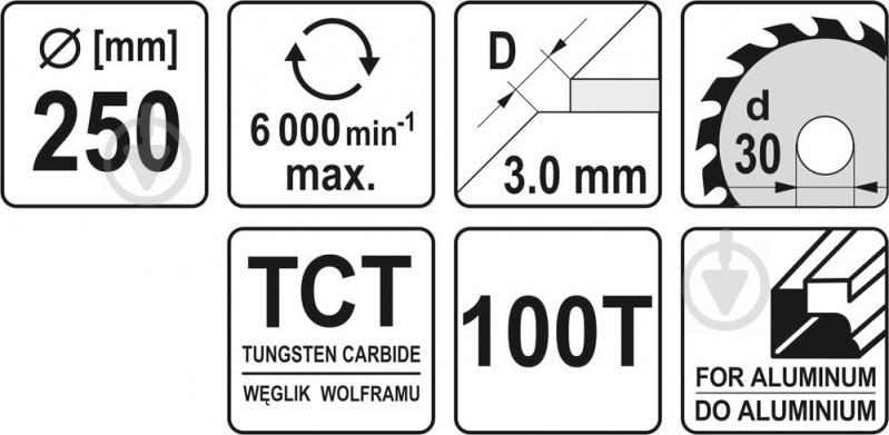 Пиляльний диск YATO 250x30x2.2 Z100 YT-6095 - фото 3