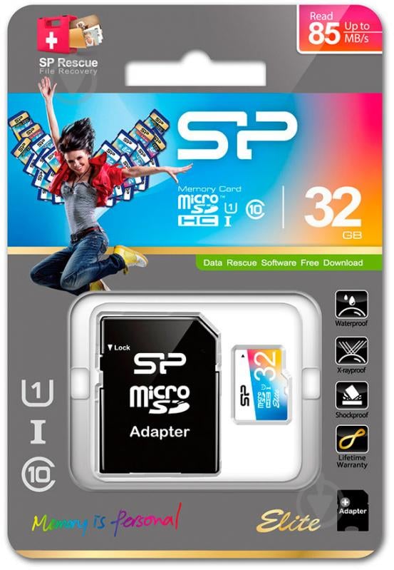 Карта памяти Silicon Power microSDHC 32 GB Cl 10 UHS-I Elite Color +adapter - фото 2