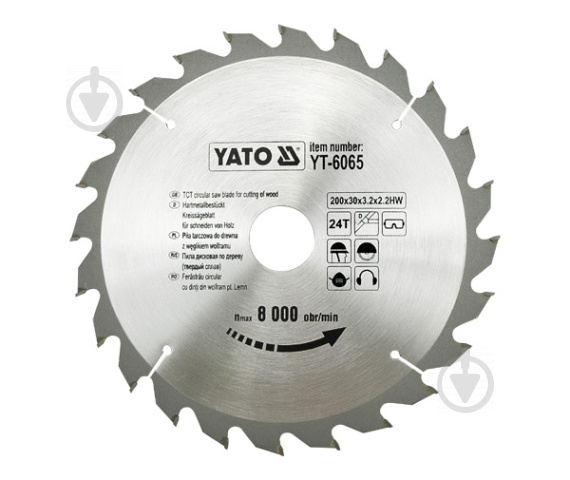 Пильный диск YATO 200x30x2.2 Z24 YT-6065 - фото 1