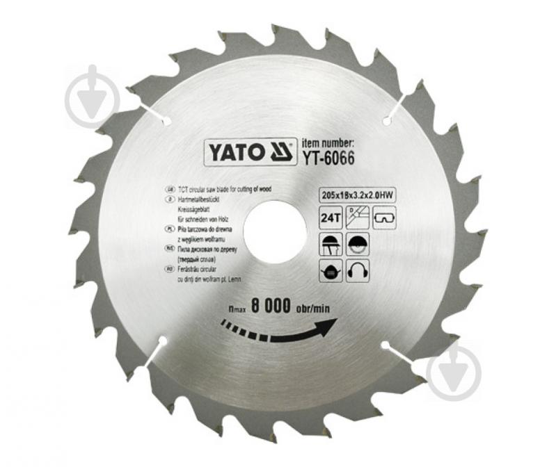 Пиляльний диск YATO 205x18x2 Z24 YT-6066 - фото 1