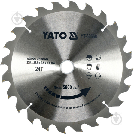 Пильный диск YATO 235x25x1.8 Z24 YT-60668 - фото 1