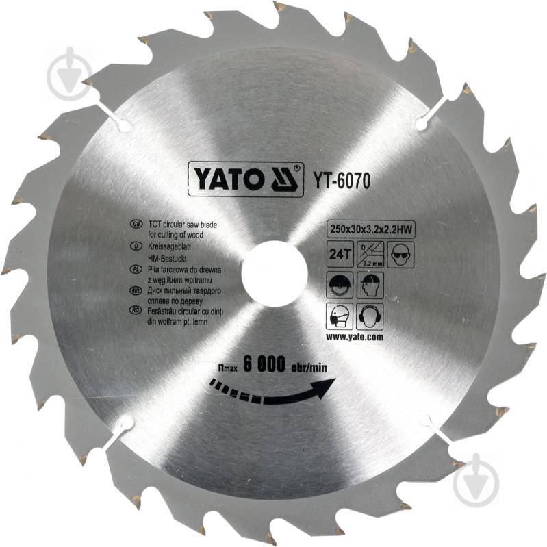 Пильный диск YATO 250x30x2.2 Z24 YT-6070 - фото 1