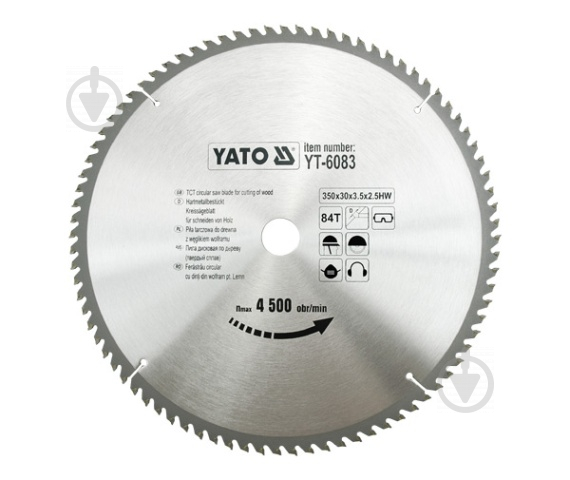 Пиляльний диск YATO 350x30x2.5 Z84 YT-6083 - фото 1