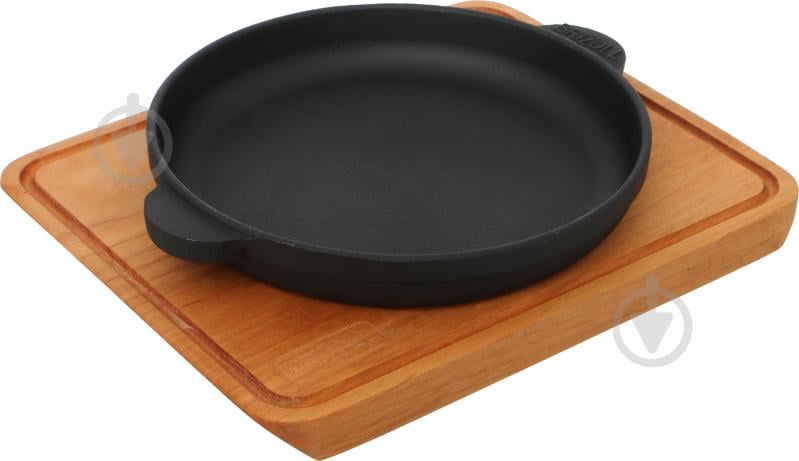 Сковорода чавунна з дощечкою 18x2,5 см 559-011 Brizoll - фото 1