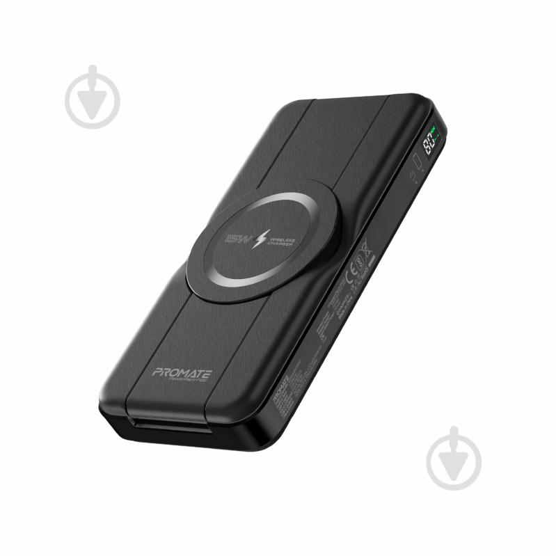 Повербанк Promate 10000 mAh black (powerpack-fold) УМБ Promate PowerPack-Fold 10000 mAh, MagSafe, USB-C PD, USB-A QC3.0 Black (powerpack-fold) - фото 1