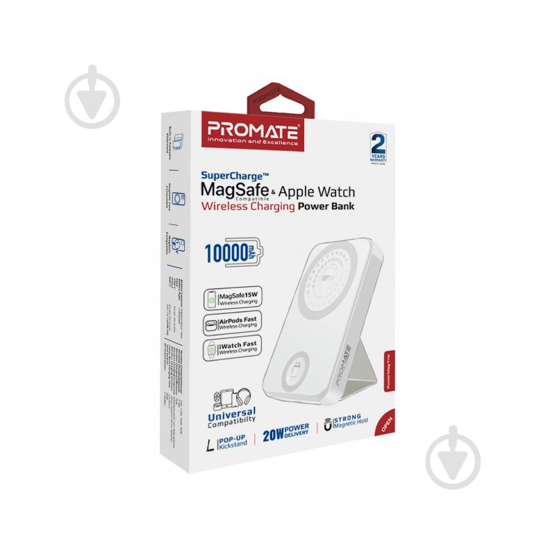 Повербанк Promate 10000 mAh white (powermag-trio.white) УМБ Promate PowerMag-Trio 10000 mAh, MagSafe, USB-C PD White (powermag-trio.white) - фото 8