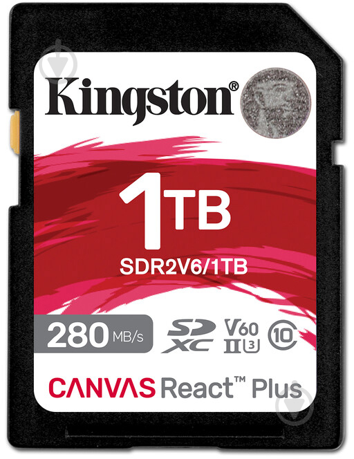 Карта памяти Kingston SDXC 1 ТБ UHS-II Class 3 (U3) (SDR2V6/1TB ) Canvas React Plus V60 - фото 1