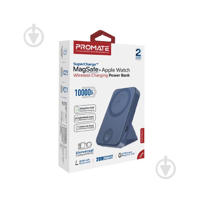 Повербанк Promate 10000 mAh navy (powermag-trio.navy) УМБ Promate PowerMag-Trio 10000 mAh, MagSafe, USB-C PD Navy (powermag-trio.navy) - фото 8