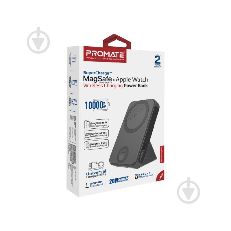 Повербанк Promate 10000 mAh black (powermag-trio.black) УМБ Promate PowerMag-Trio 10000 mAh, MagSafe, USB-C PD Black (powermag-trio.black) - фото 8