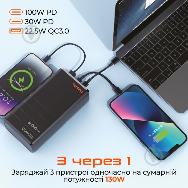 Повербанк Techno PDC130 38000 mAh black (PDC130) - фото 3