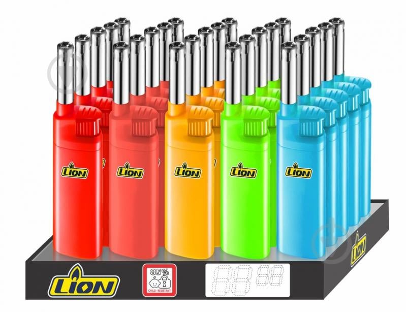 Зажигалка бытовая Lion. LP-8870 "Неон" (уп.25 шт.) - фото 1