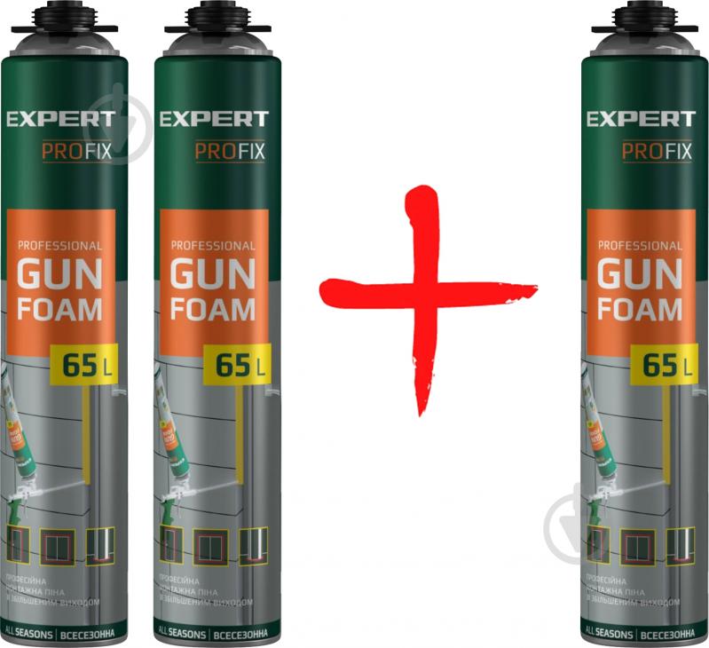 Піна монтажна Expert Profix professional gun foam 65L 2+1 860 мл - фото 1