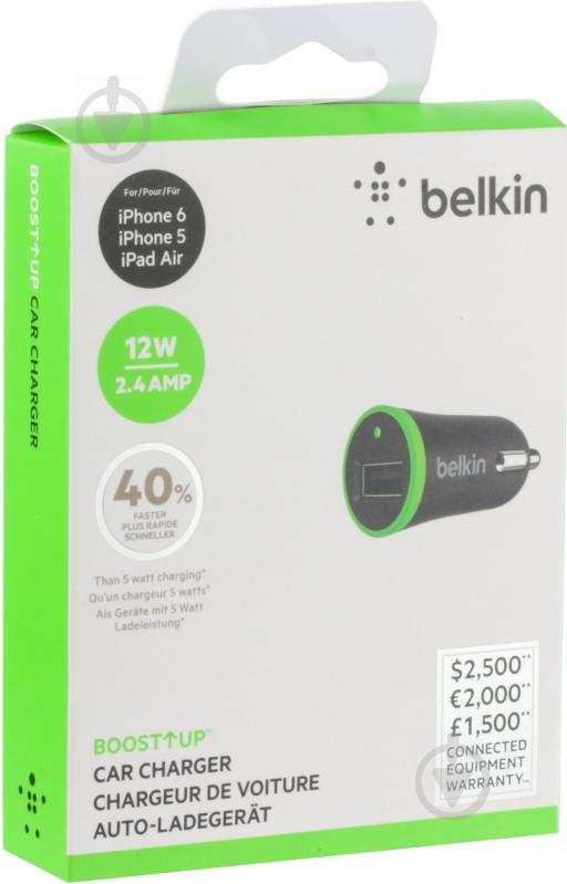 Зарядний пристрій у машину Belkin Boost Up Car Charger 12W 2.4 Amp, Black (F8J054btBLK) - фото 3