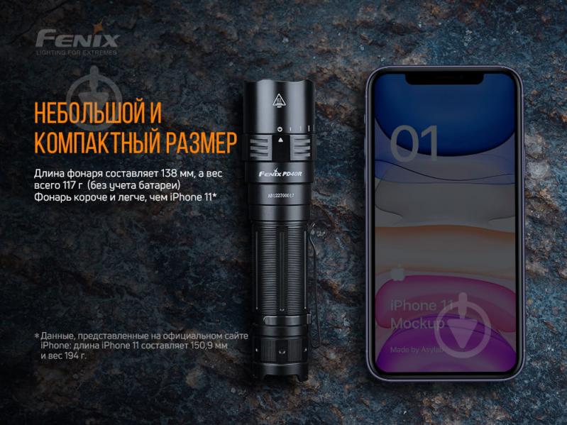 Ліхтарик Fenix ручний карманний PD40R V2.0 чорний - фото 12