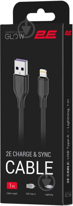 Кабель 2E USB - Lightning Glow 1 м чорний (2E-CCAL-BL) - фото 4