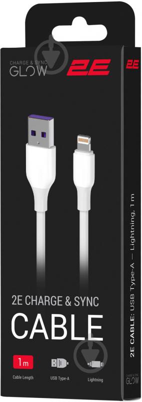 Кабель 2E USB - Lightning Glow 1 м белый (2E-CCAL-WH) - фото 4