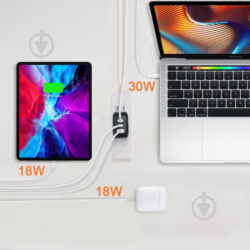 Зарядний пристрій OneLounge 1Power 66W 2xUSB-C + USB-A для iPhone | MacBook | ноутбука - фото 5