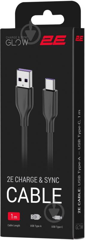 Кабель 2E USB — Type-C Glow 1 м черный (2E-CCAC-BL) - фото 4