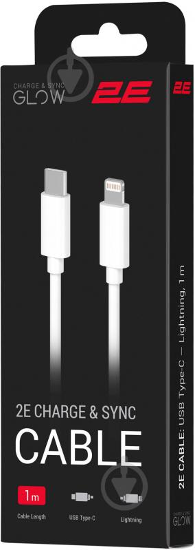 Кабель 2E USB-C - Lightning Glow 1 м белый (2E-CCCL-WH) - фото 4