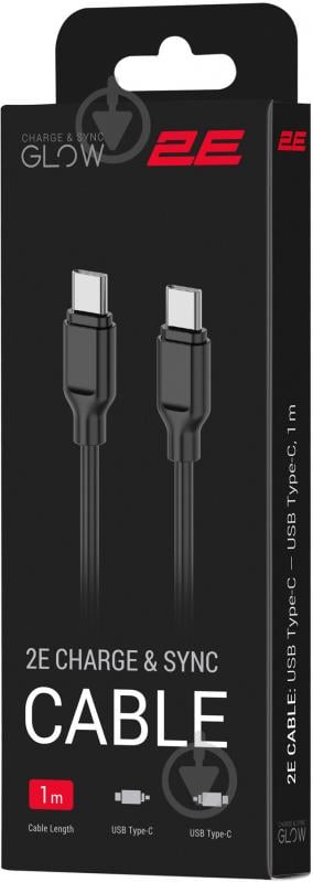 Кабель 2E USB-C — USB-C Glow 60W 1 м черный (2E-CCCC-BL) - фото 4