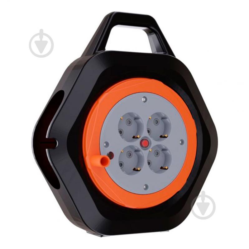 Удлинитель на катушке Neomax с заземлением 4 гн. черный с оранжевым 7 м NX617407 - фото 1 Удлинитель на катушке Neomax с заземлением 4 гн. черный с оранжевым 7 м NX617407 - фото 1