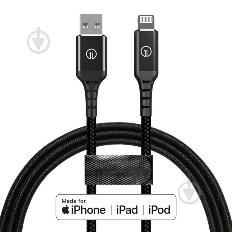 Кабель OneLounge 1Power MFi Lightning to USB 1,2 м black (13899) - фото 2 Кабель OneLounge 1Power MFi Lightning to USB 1,2 м black (13899) - фото 2