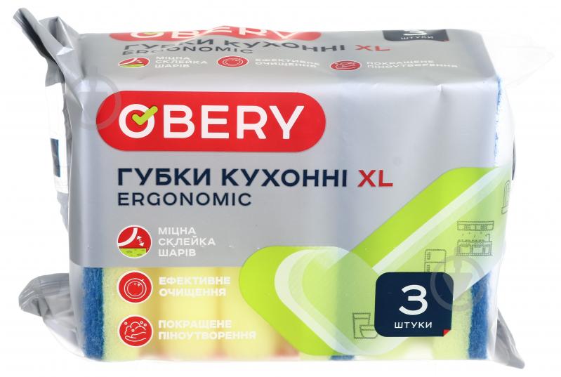 Губка для кухни OBERY XL ERGONOMIC 3 шт. - фото 2