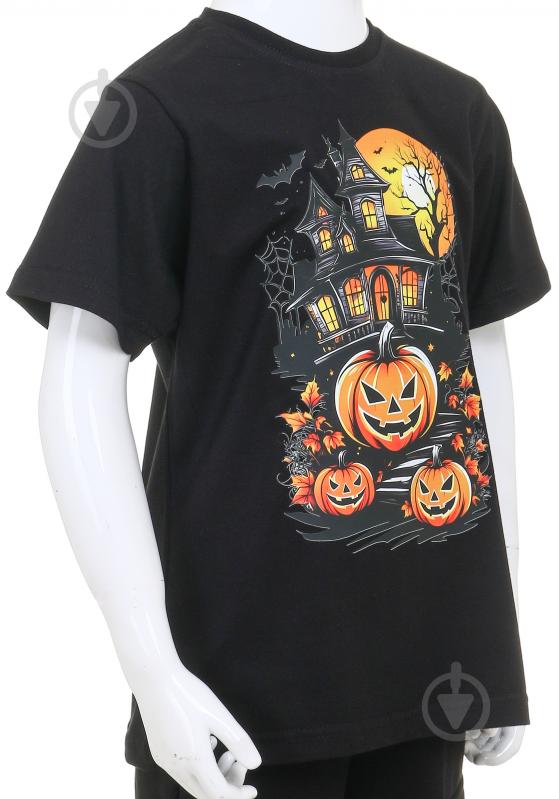 Футболка для дівчаток/для хлопчиків Hallowen Замок р.140/146 чорний - фото 3