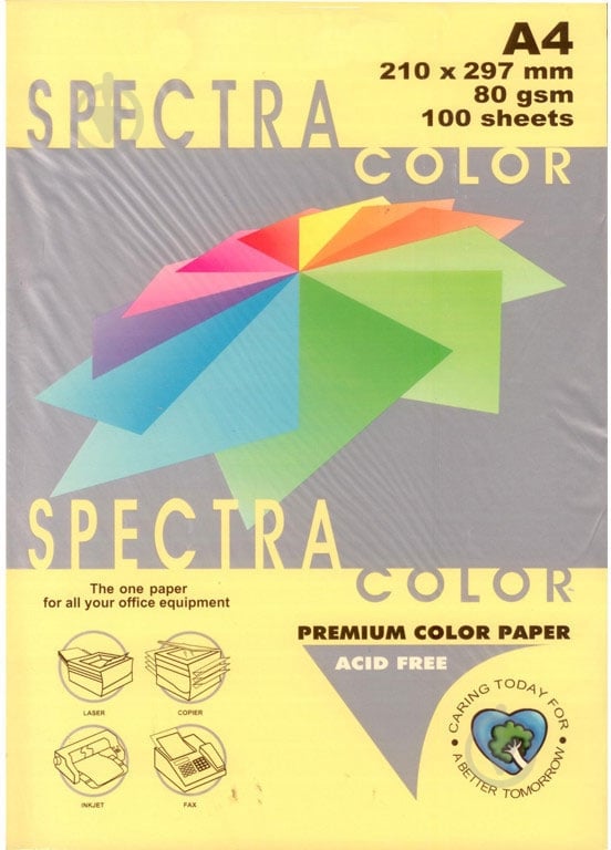 Папір офісний Spectra Color A4 80 г/м жовтий 100 аркушів - фото 1