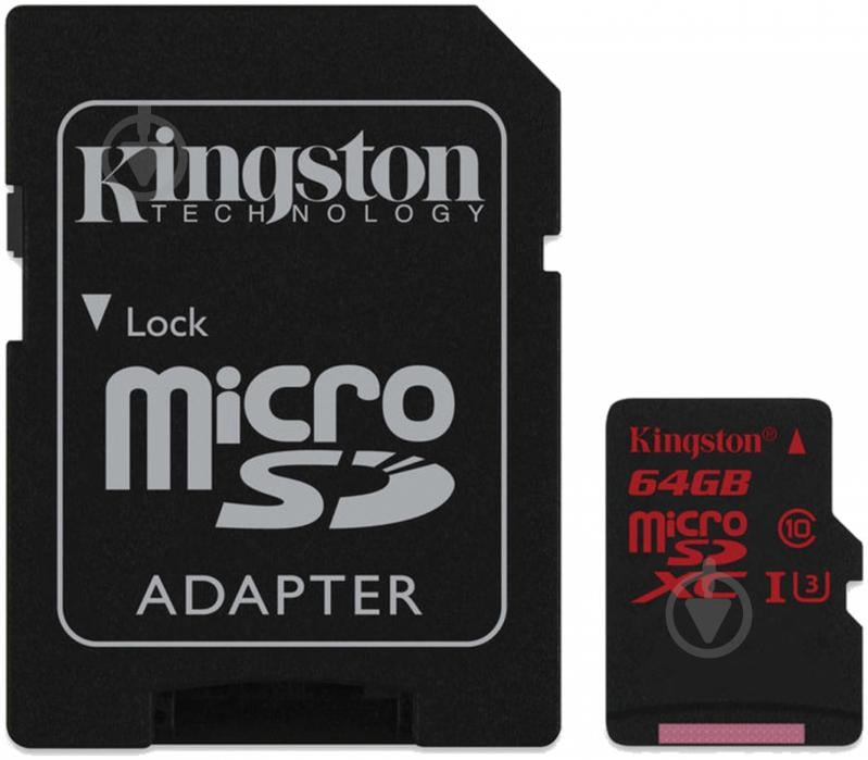 Карта памяти Kingston microSDXC 64GB Class 10 UHS-I (SDCA3/64GB) - фото 1