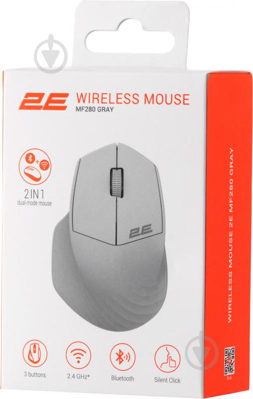 Мышь 2E MF280 Silent WL BT gray (2E-MF280WGR) - фото 6