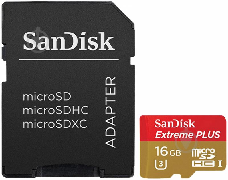 Карта памяти SanDisk ExtremePlus 16GB microSDHC Class 10 UHS-I 95MB/s (SDSQXSG-016G-GN6MA) - фото 1