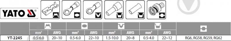 Кліщі обтискні зі змінними вставками YATO YT-2245 - фото 3