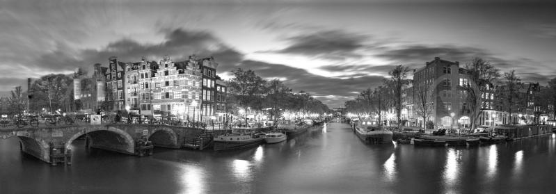 Репродукція Місто AF Amsterdam 156-Pano-b&w 50x120 см RozenfeldArt RZF-201 - фото 1