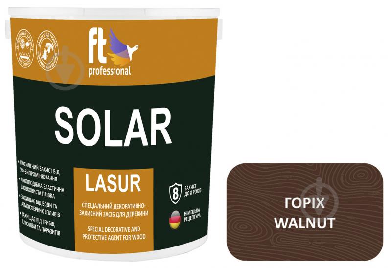 Захисний засіб FT Professional SOLAR LASUR горіх шовковистий мат 2,3 л - фото 1