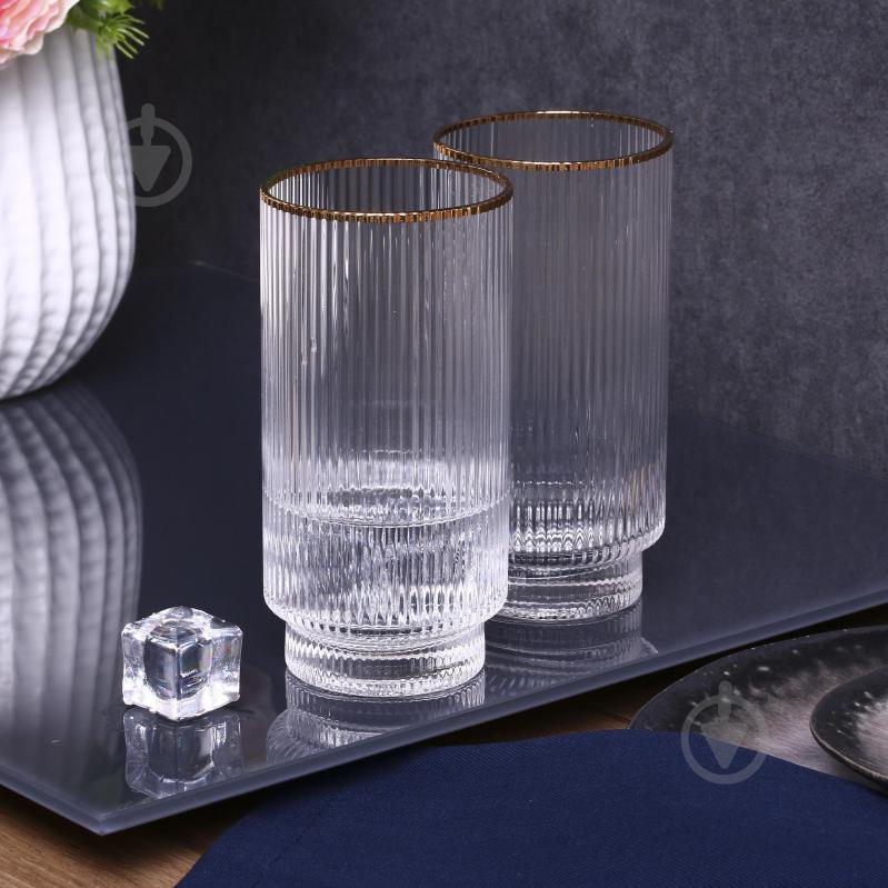 Набір склянок високих Fiora Ripple скло 410 мл 2 шт. - фото 9 Набір склянок високих Fiora Ripple скло 410 мл 2 шт. - фото 9