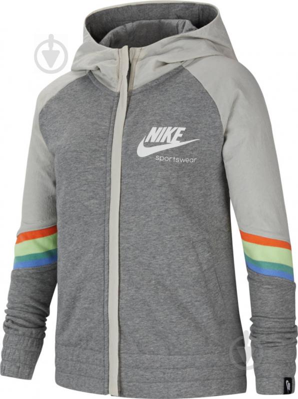 Джемпер Nike G NSW HERITAGE FZ HOODIE CU8293-091 серый - фото 1