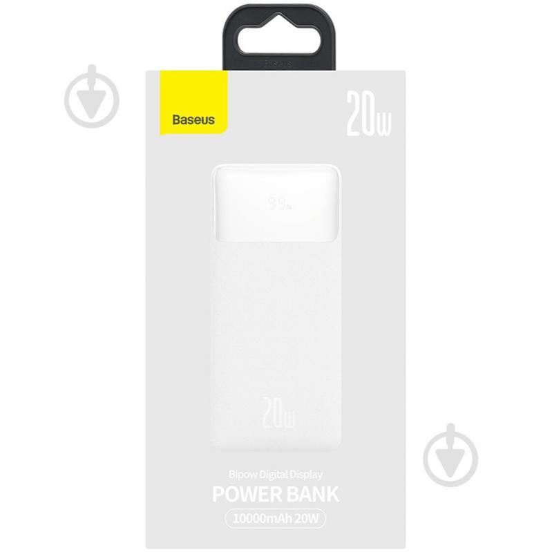 Повербанк BASEUS Bipow PD 20W USB-C 2xUSB QC 3.0 10000 mAh white (PPDML-L02) - фото 10